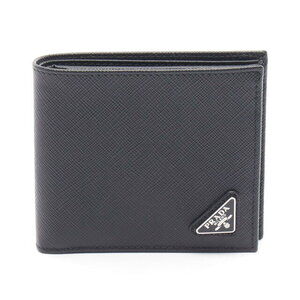 Prada SAFFIANO Triangle Bifold Wallet Saffiano Leather Black